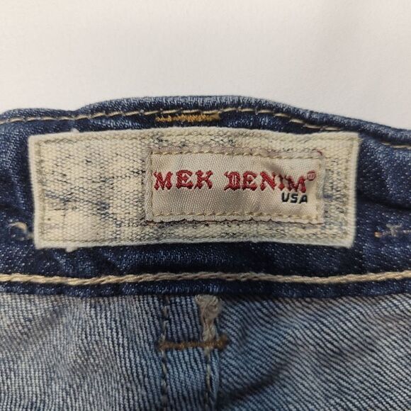 25 MEK OAXACA DISTRESSED BOOT FLARE WIDE miss me buckle  embroidered JEANS - Picture 12 of 16